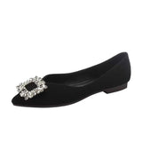 2025 New Women's Water Drill Shoes Design Pointy Flat Bottom French Style Fashion Niche Single Shoes HZ0115