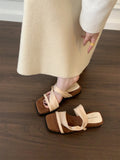 Small Hill And Cool Toe Sandals Women's Shoes Summer Outside Wearing Square High-Heeled Slippers Design Feel Beach Roman Shoes HZ0115