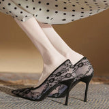 Airable Lace Mesh High Heels Women 2025 New Summer Design Sense Niche Temperament Tip Fine Heel Single Shoes HZ0115