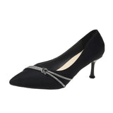 2025 New Tip-Tip Fine Heel Late French Style Non-Tiring Temperament Single-Shoe Lady Fashion Black Professional High Heels HZ0115