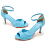 7 Cm Fish Mouth High Heel Sandals Shallow Word Buckle With Large-Size Round-Head High-Heeled Shoes Gold Fish Mouth Fine Sandals HZ0115