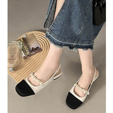 Vintage White French Mary Jane Shoes Women 2025 New Summer Pearl Fairy Wind Flat-Bottomed Sandals HZ0115