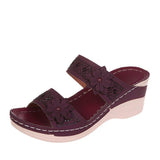 Large-Size 2025 Summer New Retro Leisure Flowers High Heel Women's Shoes And Slippers HZ0115