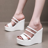 Painted Plop And Ultra-High Heel Waterproof Table Pine Cake Thick Bottom Fish Mouth Sandals Night Shop Sexy Transparent With Fashion Slippers Woman HZ0115