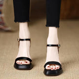 2025 Summer Thick-Soled Women's Shoes With Fashion Square High Heels Coarse Heel Waterproof Table Barbie Powder Sandals 9Cm HZ0115
