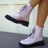 2025 New Martin Boots Women's British Wind Thick Back Lace Mid-Sleesize Boots Women's Shoes Large Size Martin Boots HZ0115