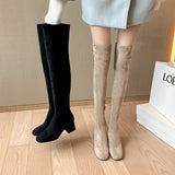 Over-Knee Boots High-Heeling Boots Elastic Boots Boots Cards Color Boots Lint Long Boots Autumn Winter Velvet High Boots HZ0115