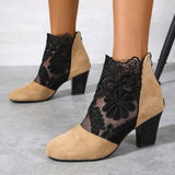Lace Mesh High Heel Cool Boots Women Large Size Fashion Round Head Coarse And Roman Sandals HZ0115
