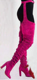 New Solid Velvet Fashion Pointed Personality Rough Knee And Waist Sexy Boots Women Fashion Boots HZ0115