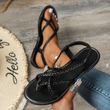 2025 Summer New Women's Flat-Soled Sandals Large-Size Casual Toe Braided With Flat-Soled Sandals HZ0115