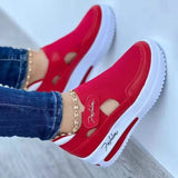 2025 New Large-Size Casual Single-Shoe Women Fly Weave Slope And Magic Sticker Mesh Shoes HZ0115