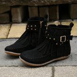 2025 New Women's Autumn And Winter Martin Boots Large Belt Buckle Su Plain Bottom Short Boots HZ0115