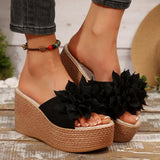 Summer New Thick-Soled Slippers Women's Shoes Large-Size One-Size-Type Flower Waterproof Table Thick-Soled Slippers HZ0115