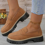 2025 New Spring And Autumn Lefu Shoes Large-Size Leisure Grinding Sand Yingfeng Women's Shoes Thick Heel Thick Back Retro HZ0115