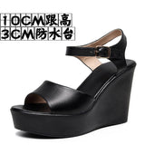 Head Layer Of Cow Skin Summer New Thick-Bottomed Beach 11CM Slopes And Women's Sandals High Heel Waterproof Table Comfortable Pine Pastry Fish Mouth Shoes HZ0115