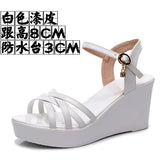 Golden Super High Slope And 12Cm Fashion Cross With Small Size Women's Shoes One-Word Thick-Bottomed Waterproof Toe Women's Sandals HZ0115