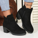 Large-Size Martin Boots Women 2025 Autumn And Winter New Comfort Round Head Coarse Hed-Side Zipper Short Boots HZ0115
