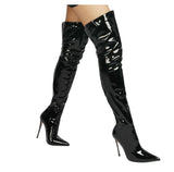Autumn And Winter New Women's Boots Women Sexy High-Trace Zipper High-Slellaned Sharp Leather Tips Large Size Women Boots HZ0115