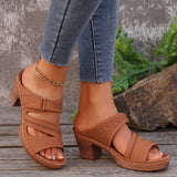 2025 New Summer Slope And Fish Mouth Slippers Women's Casual Large-Size Coarse And Slippers With Solid Color HZ0115