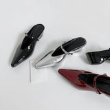 Internal Height Height Half Slippers Female One-Word Buckle Point-And-Head Single Shoe Pedal Temperament Bag Head Shoes HZ0115
