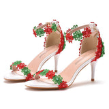 7 Cm With Light Mouth Fine Heel Sandals Bead Size Summer Sandals Wedding Dress High Heel Sandals HZ0115