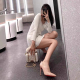 Naipa Black Pointed Red-Soled High-Heeled Women 2025 Early Spring New Sexy Spousal Fine And Shallow Side Empty Single Shoes HZ0115