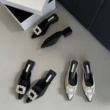 Design Sense Of Niche Bag Head Half Slippers Women Wear 2025 New Korean Version Of The Diamond Side Buckle Back Empty Single Shoes HZ0115