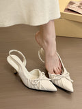 Temperament Tip Wrinkled Folded Back Empty Sandals Women Spring 2025 Gentle High Heel Single Shoes HZ0115