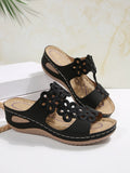 2025 Summer New Women's Slope And Thick-Bottomed Slippers Large-Size Fish Mouth Casual Beach Shoes Women HZ0115