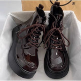 French Martin Boots Small Leather Shoes 2025 New Fashion Short Boots Net Red Dress With Thick-Sed Loose Cake Shoes HZ0115