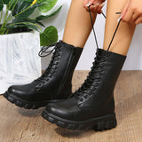 Large-Size Autumn And Winter New Korean Version Of The Martin Boots Women Round Thick-Bottomed Fashion Boots British Fan Boots Women HZ0115
