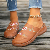 National Wind Flowers Baotou Slippers Women's Shoes Large-Size Round Head Head And Fashion Wear Half Slippers HZ0115