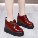 Inner Height Patent Leather Small Leather Shoes Heel Waterproof Table Single Shoes Spring Autumn Pine Women's Shoes With Deep Mouth Plus Velvet Naked Boots HZ0115