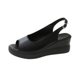 New Slope Heel Sandals Women's Fashion Korean Version After The Buckle Heightening Thin Heel Fish Mouth Women's Sandals HZ0115