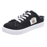 Canvas Shoes New Women's Spring Small White Shoes Flat Shoes Lazy Shoes One Foot Pedal Half A Tot HZ0115