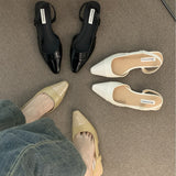 Low-Heeled Baotou Sandals Women's French Gentle Evening Bare-Colored Pointed Small Scented Lady Coarse And Rear Air-Quality Single Shoes HZ0115