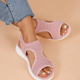 Large-Size Sandals Women 2025 Summer New Thick Bottom Slope With Fish Mouth Net Breathable Lady Wearing Sandals HZ0115