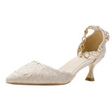 Small Heel Head Sandals Women's Fine Heel French 5- Cm Water Drill Metal Chain One-Character Buckle High Heels HZ0115