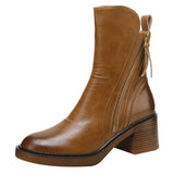 Original `Chelsea Boots Autumn Coarse And Brown Short Boots Lady British Handsome Martin Boots Boots Boots HZ0115