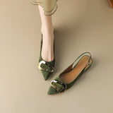 Naipa French Retro Metal Buckle Flat Shoes Women 2025 Summer New Baotou Sandals Tip Temperament Shallow Single Shoes HZ0115