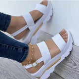 Summer New Word With Thick Bottom Slope And Ladies Sandals Casual Buckle High HZ0115