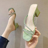 Summer New Women's Style Coarse And Slippers Korean Version Of Simple Fashion Transparent Cool Slippers Outside Wearing The Front Half Slippers High HZ0115