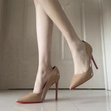 Nude High-Heeled Women's Fine Heel 2025 Spring And Autumn 2025 New Pointed Light Mouth Pure Lust Red Shoes Royal Sister Single Shoes HZ0115