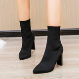 Large-Size Martin Boots Women 2025 New Autumn And Winter Tips And Flying Weave High-Hees Thin Skinny Boots HZ0115