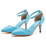 7 Cm Large-Size Sandals Fine-Heeled Pointed Sandals White Pointed Shoes Women's High Heels Wedding Shoes HZ0115
