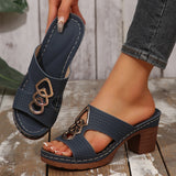 2025 New Slope And Thick-Soled Slippers Women's Shoes Thick Heel Thick-Sed Fish Mouth Type Slippers HZ0115