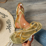 2025 Summer New Women's Flat-Soled Sandals Large-Size Casual Toe Braided With Flat-Soled Sandals HZ0115