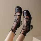 Spring And Summer 2025 New French Retro Niche Design Fashion With Square Head High With Mary Jane Single Shoes HZ0115
