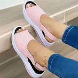 2025 Women's Shoes Large Summer New Thick-Soled Simple Women's Single Shoes Magic Stick Casual Fish Mouth Sandals Women HZ0115