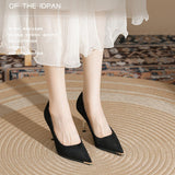 French Single-Shoe Black Tip High-Heeled Women's Fine Heel New Temperament Professional Business Commuter Women's Shoes HZ0115